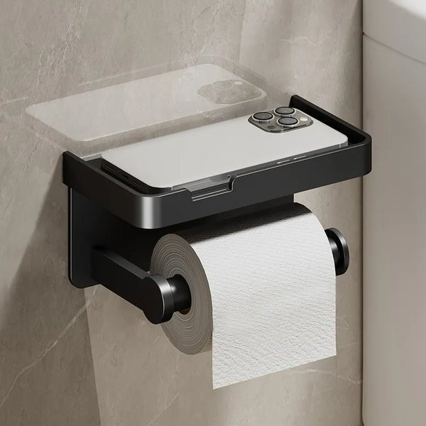 Porta rotolo di carta igienica multifunzionale Luxe Hold - Nero - - Concept Palermo