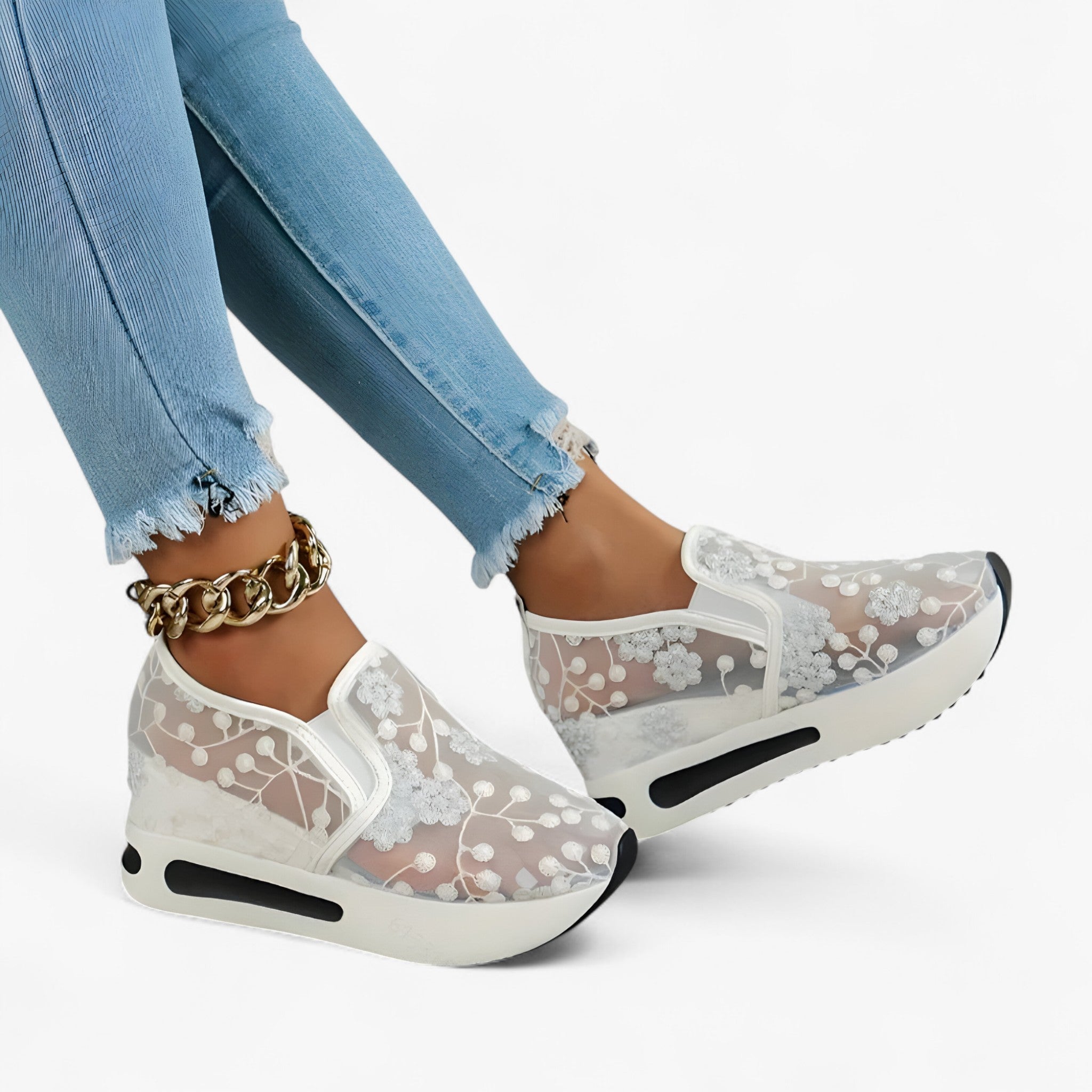 Emma | Scarpe ricamate – Eleganti e comode - Bianco Puro - - Concept Palermo