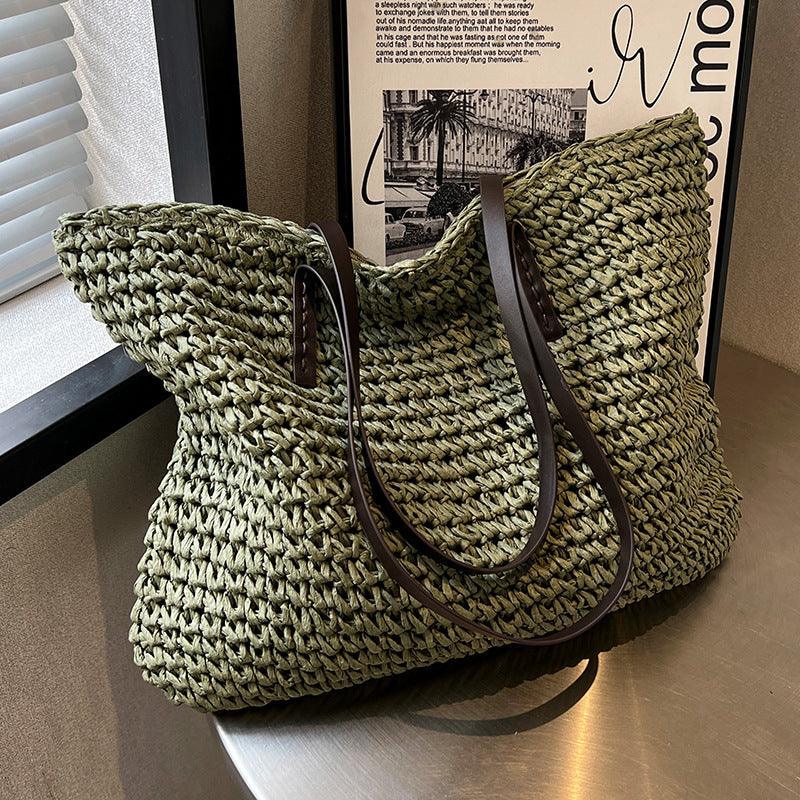 Borsa di paglia™ - Borsa da spiaggia estiva bohémien fatta a mano - Verde (7 pezzi disponibili) - Old (Google) old_google Onmisbaar-tag - Concept Palermo
