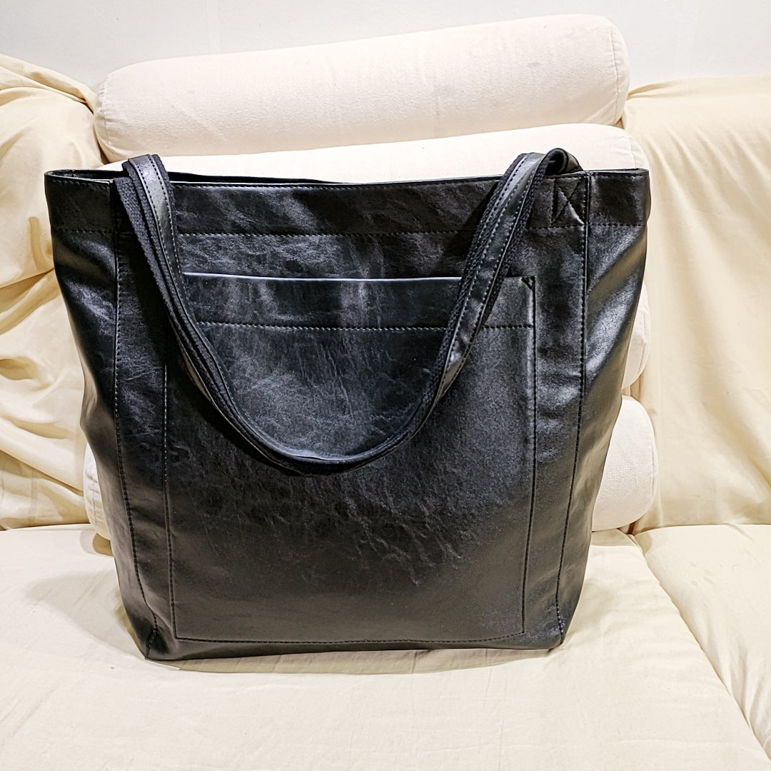 Nova - Borsa in pelle con chiusura a bottone e spazio extra - Nero - Acc new_for_google_may Sale Womenbags - Concept Palermo