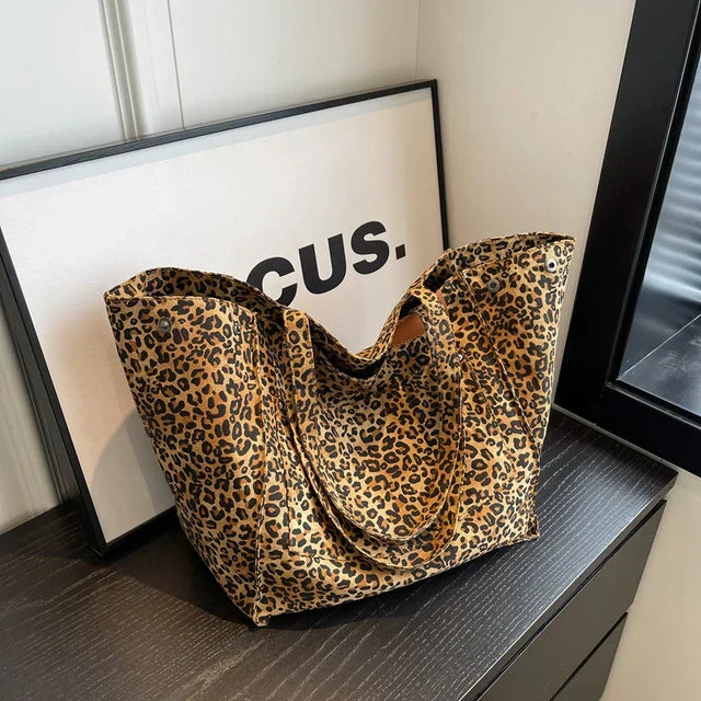 Savannah - grande borsa da tela oversize con stampa leopardata - - bag handbags women Women's handbags - Concept Palermo