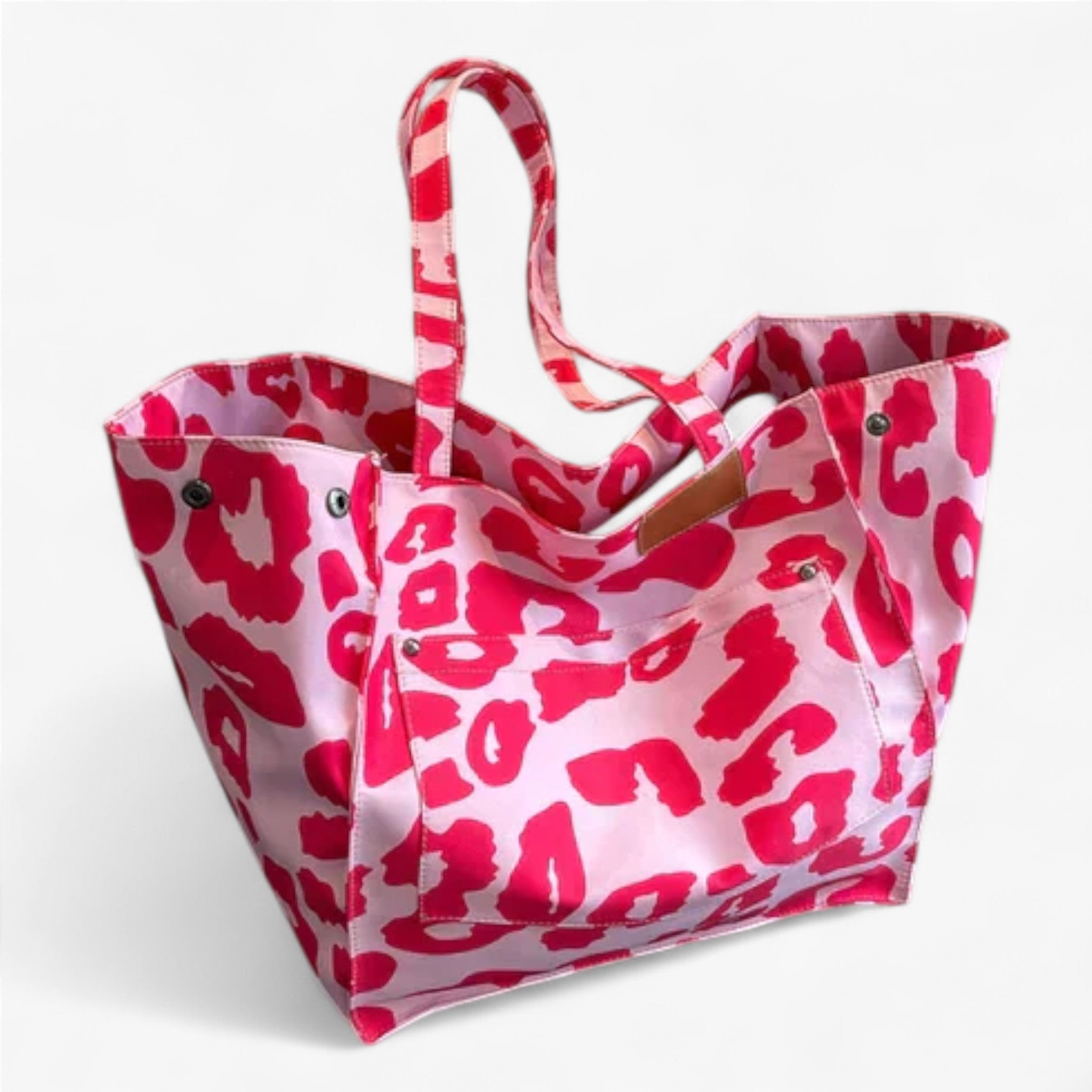 Savannah - grande borsa da tela oversize con stampa leopardata - Radice di rosa - bag handbags women Women's handbags - Concept Palermo