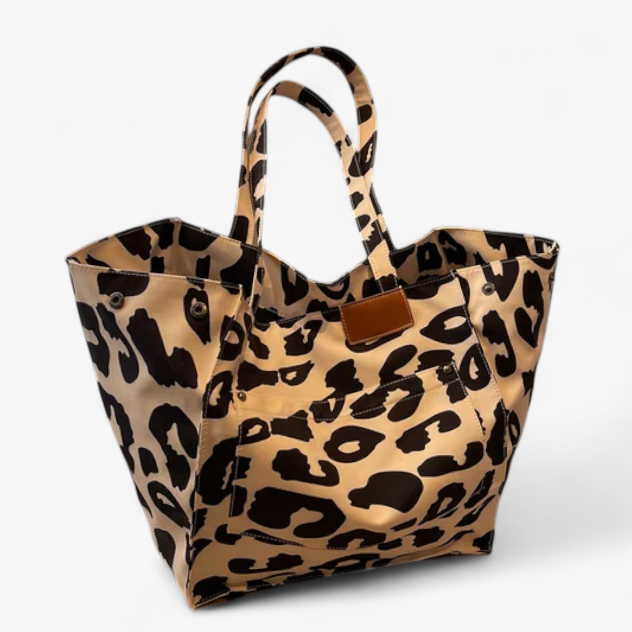 Savannah - grande borsa da tela oversize con stampa leopardata - Beige - bag handbags women Women's handbags - Concept Palermo