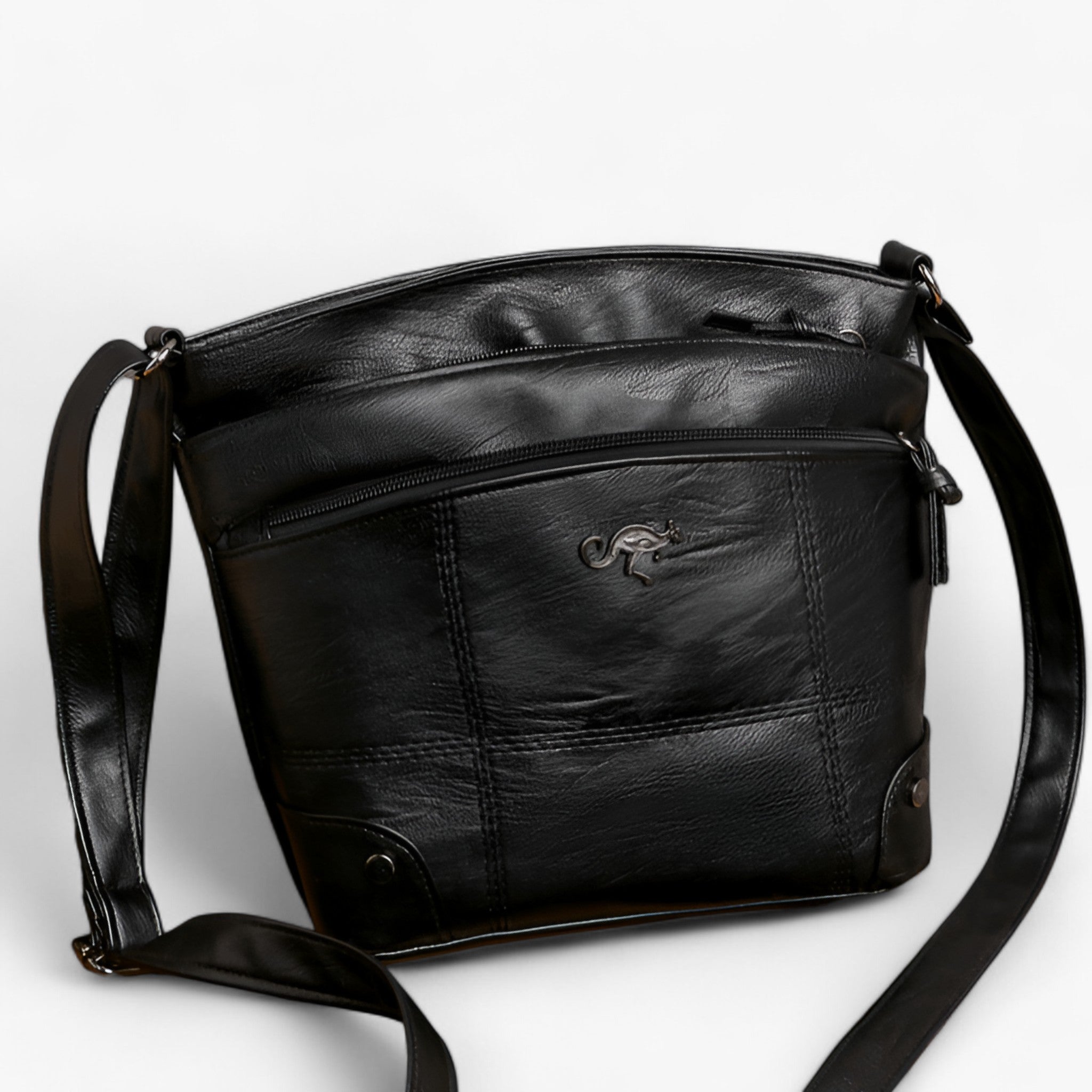 Toli™ - Borsa a tracolla in pelle vintage - Nero - Old (Google) old_google - Concept Palermo
