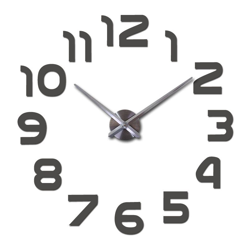 Grande orologio da parete in acrilico 3D | Modern Time Display - Aggiunge un design elegante e profondità al tuo spazio - Grigio scuro - wall clocks - Concept Palermo
