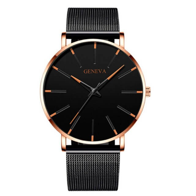 GENEVA | Orologio business ultrasottile per uomo - Rosa arancione - BFCM new_for_google_may Watches Wristwatch - Concept Palermo