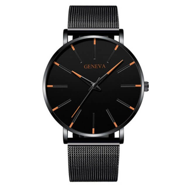 GENEVA | Orologio business ultrasottile per uomo - Nero arancio - BFCM new_for_google_may Watches Wristwatch - Concept Palermo