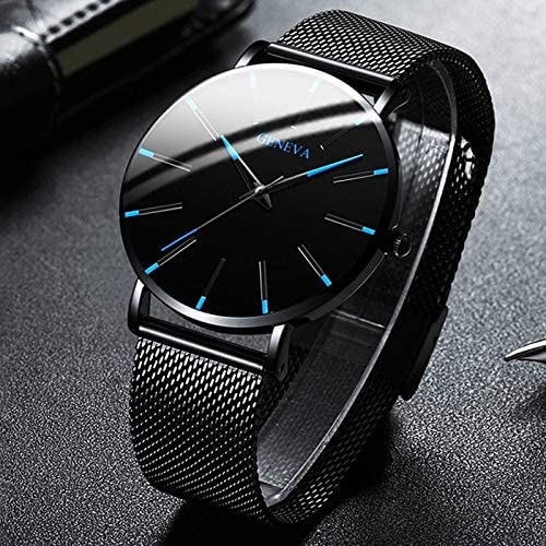 GENEVA | Orologio business ultrasottile per uomo - Nero Blu - BFCM new_for_google_may Watches Wristwatch - Concept Palermo