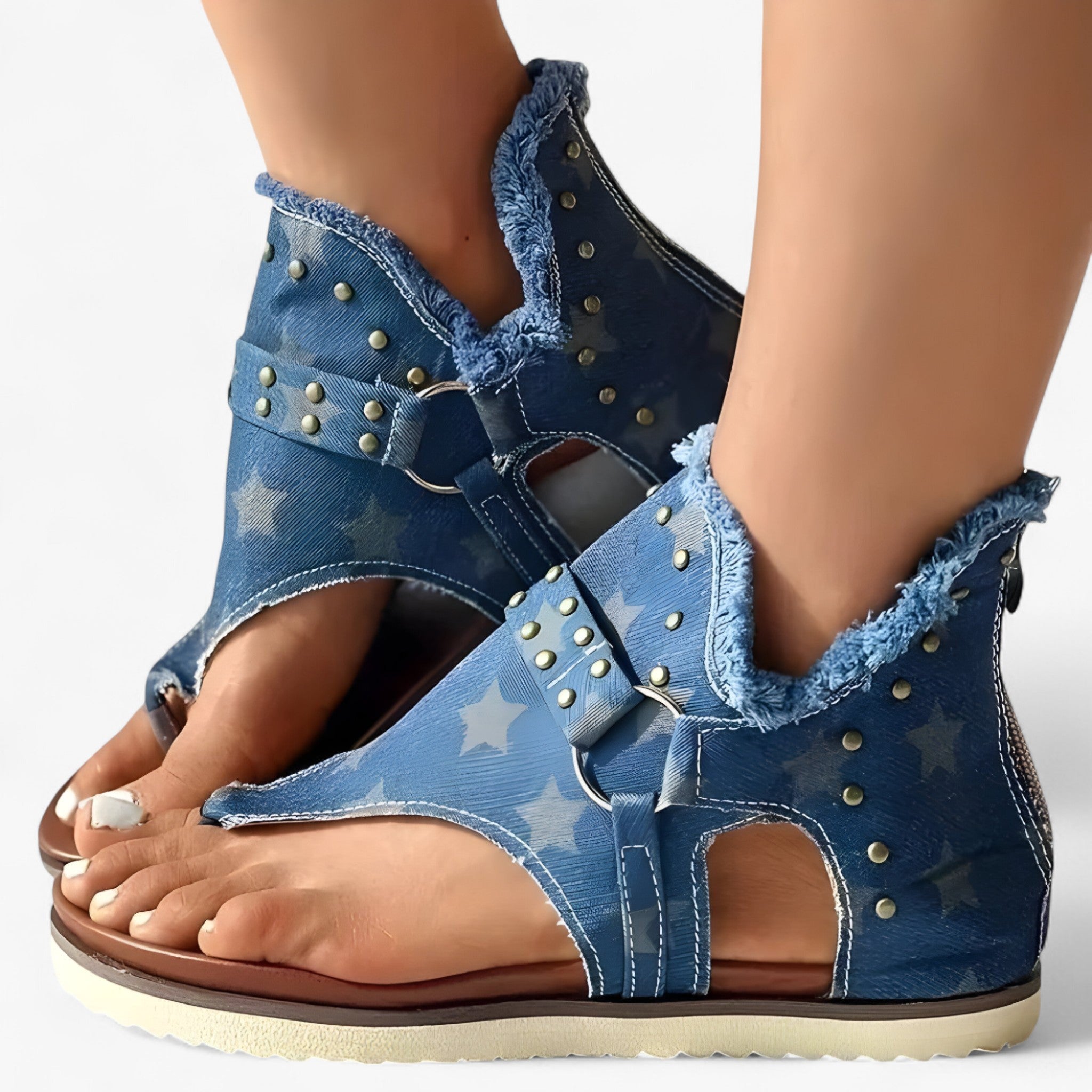 Marie | Sandali bassi in denim - Tendenza e comodi