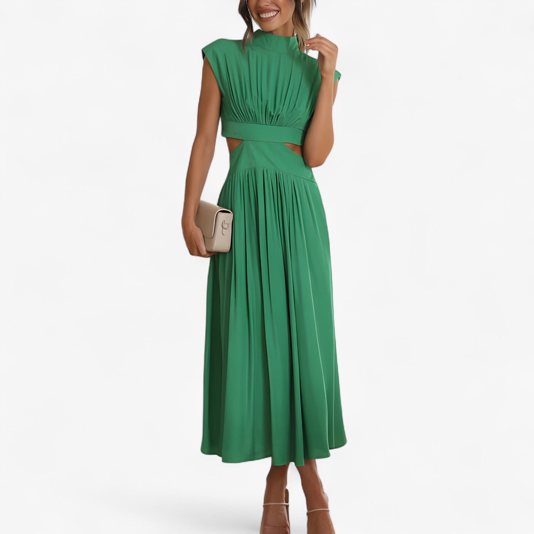 Elena | Elegante Vestito con Scollo Alto - Verde - - Concept Palermo