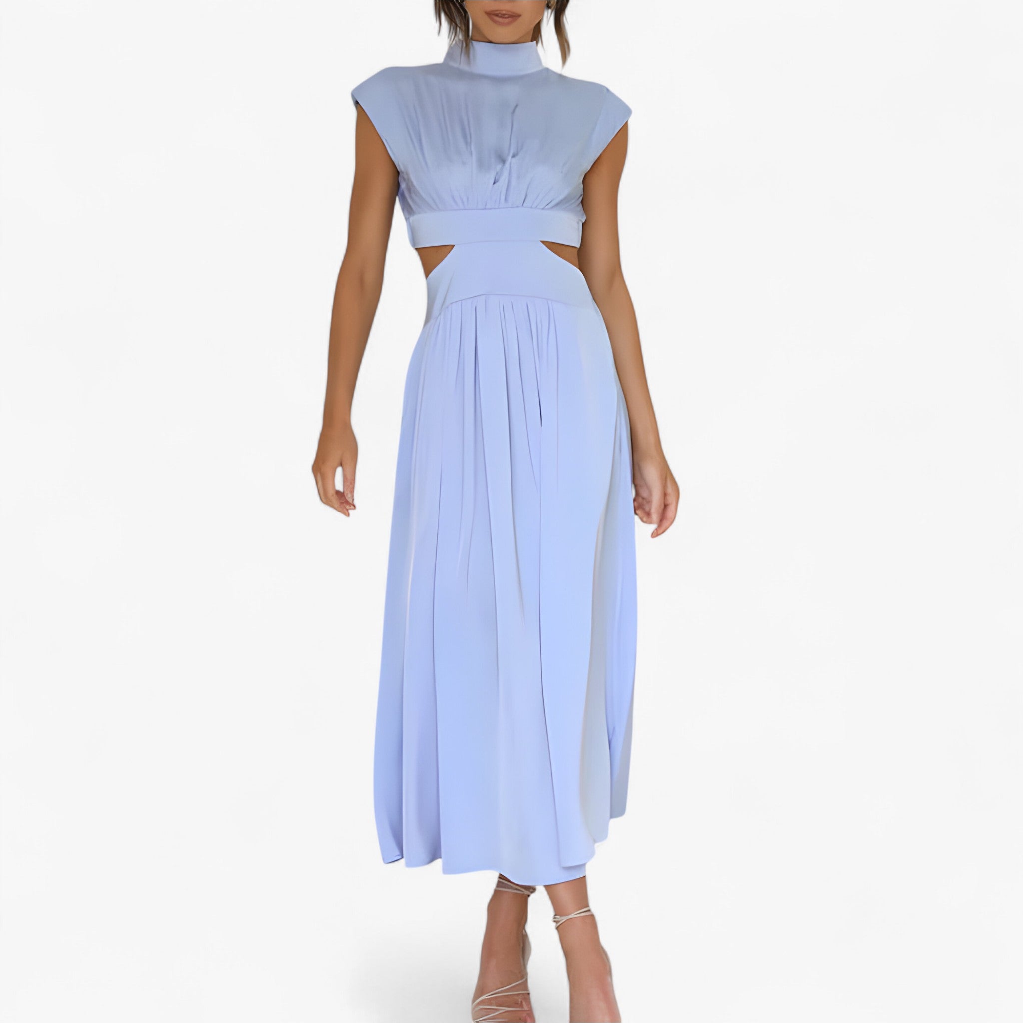 Elena | Elegante Vestito con Scollo Alto - Blu chiaro - - Concept Palermo