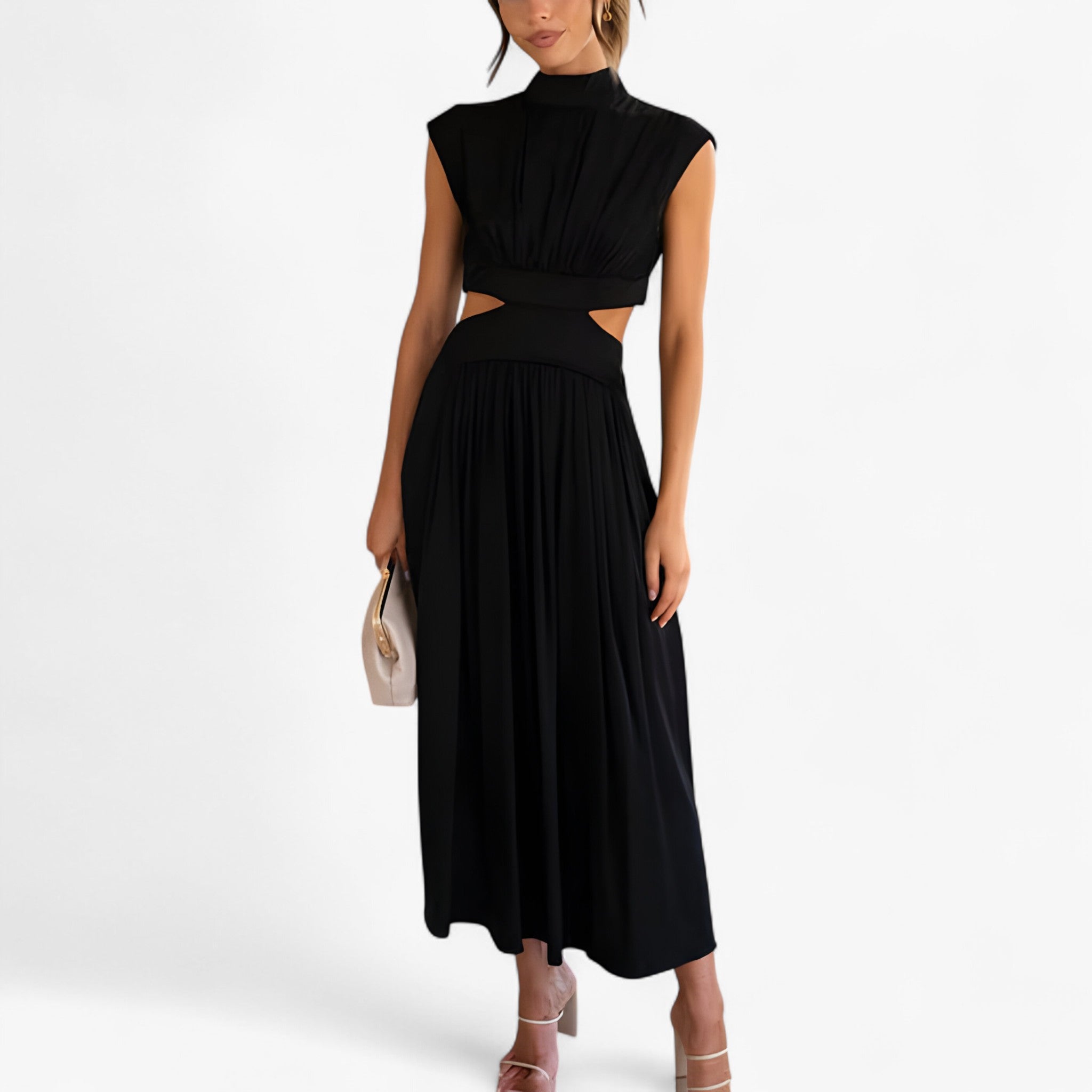 Elena | Elegante Vestito con Scollo Alto - Nero - - Concept Palermo