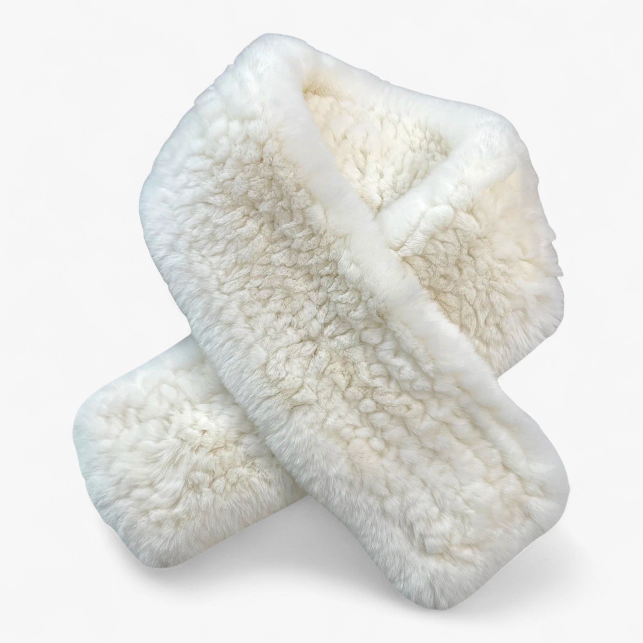 Arabella | Sciarpa di Pelliccia per Donne Elegante - Bianco Lunghezza 88cm - accessorio elegante moda invernale pelliccia di coniglio rex sciarpa calda sciarpa corta sciarpa di lusso sciarpa di pelliccia sciarpa invernale sciarpa naturale - Concept Palermo