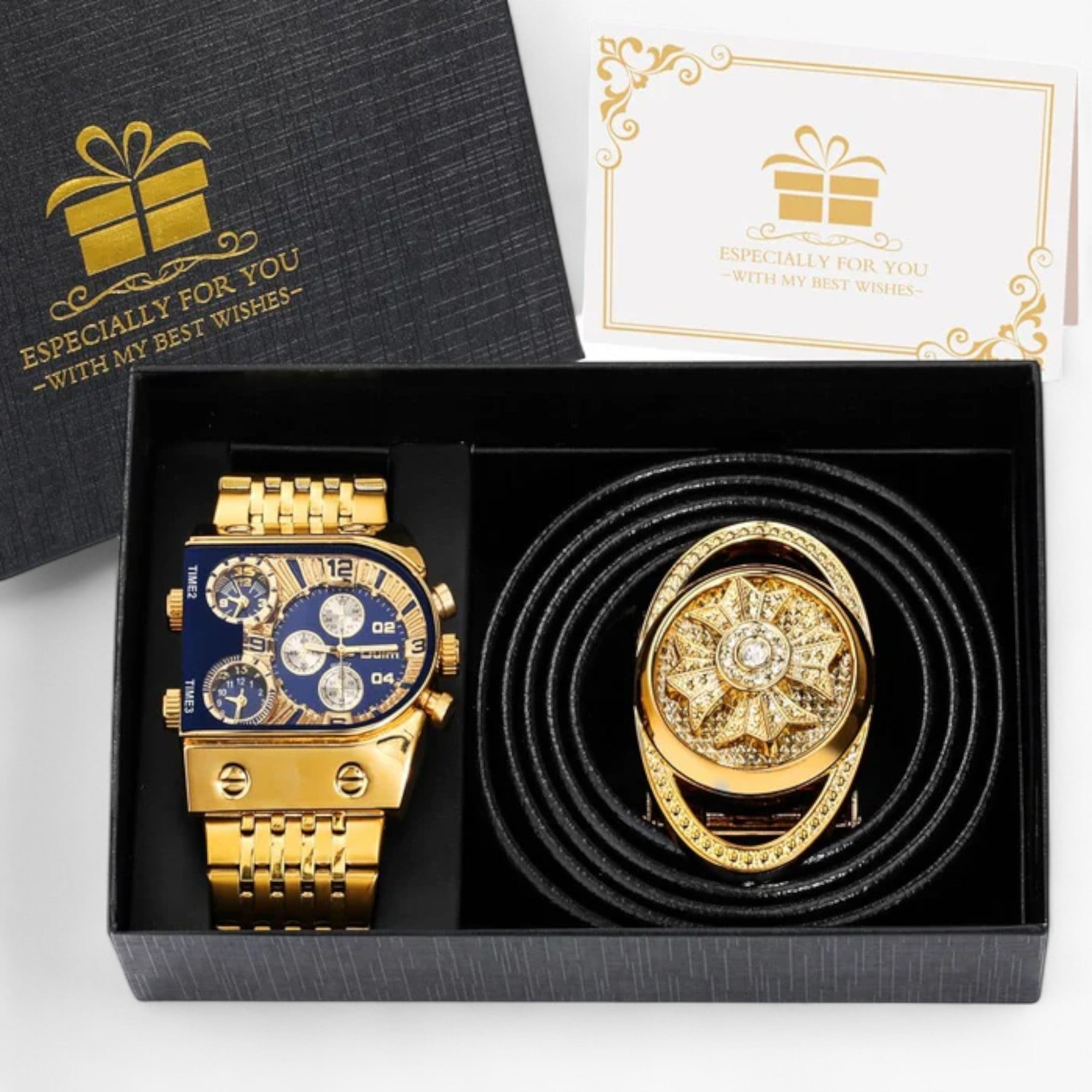 Orologio William | Orologio di lusso in oro - Fibbia blu + fiore - Watches WATCHES FOR MEN - Concept Palermo