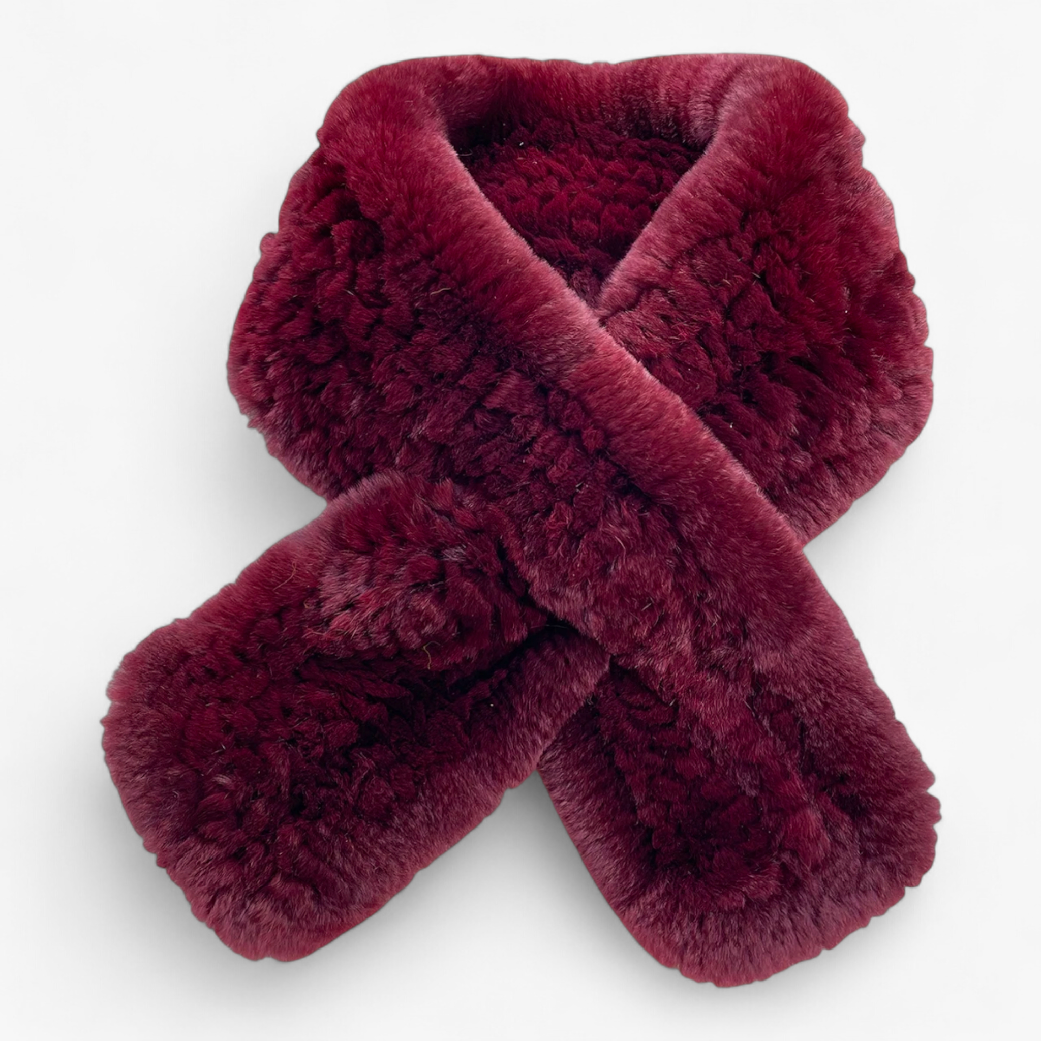 Arabella | Sciarpa di Pelliccia per Donne Elegante - Vino Lunghezza 88cm - accessorio elegante moda invernale pelliccia di coniglio rex sciarpa calda sciarpa corta sciarpa di lusso sciarpa di pelliccia sciarpa invernale sciarpa naturale - Concept Palermo
