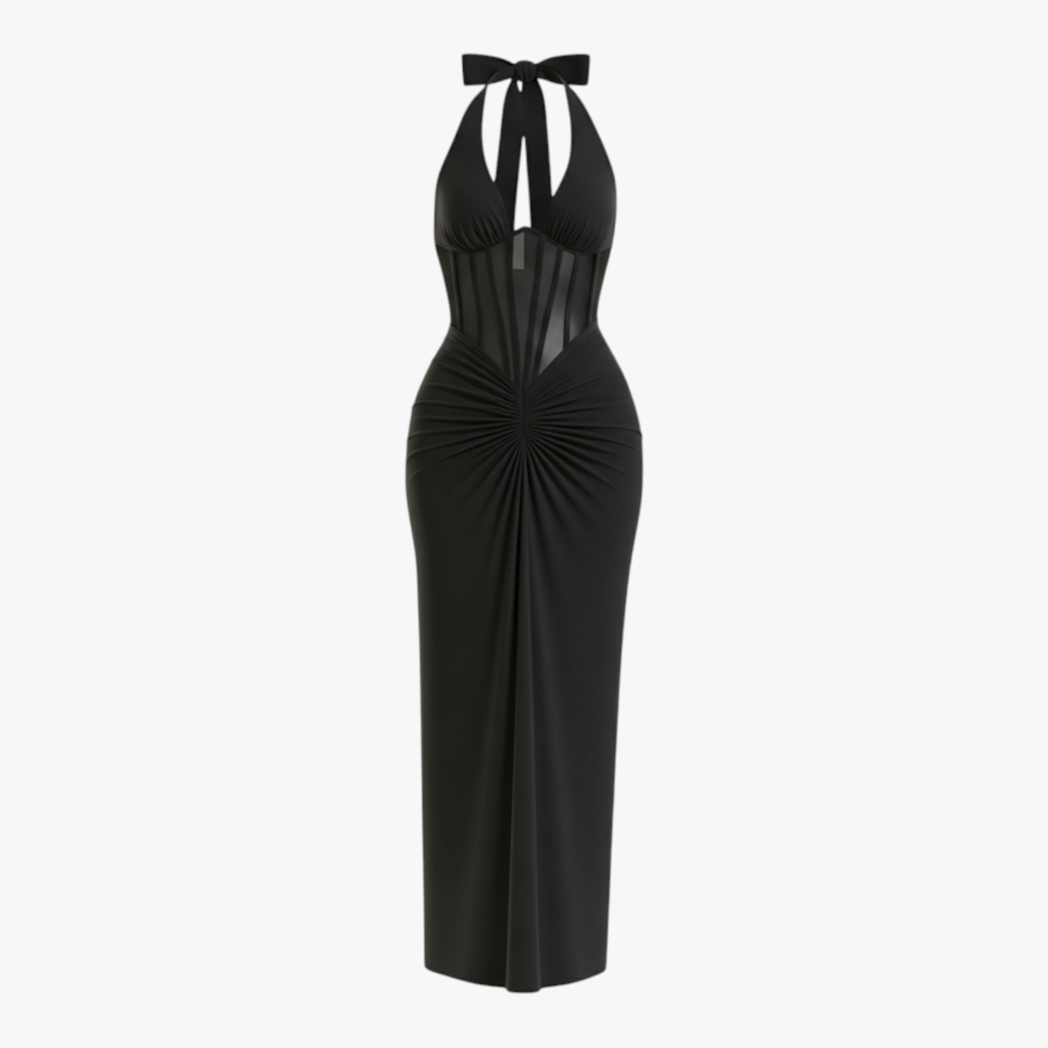 Isabella | Elegante abito lungo - Nero - abito da festa abito da sera abito estivo donna abito leggero abito senza schienale abito slim maxi abito sexy moda femminile vestito lungo estivo vestito patchwork - Concept Palermo