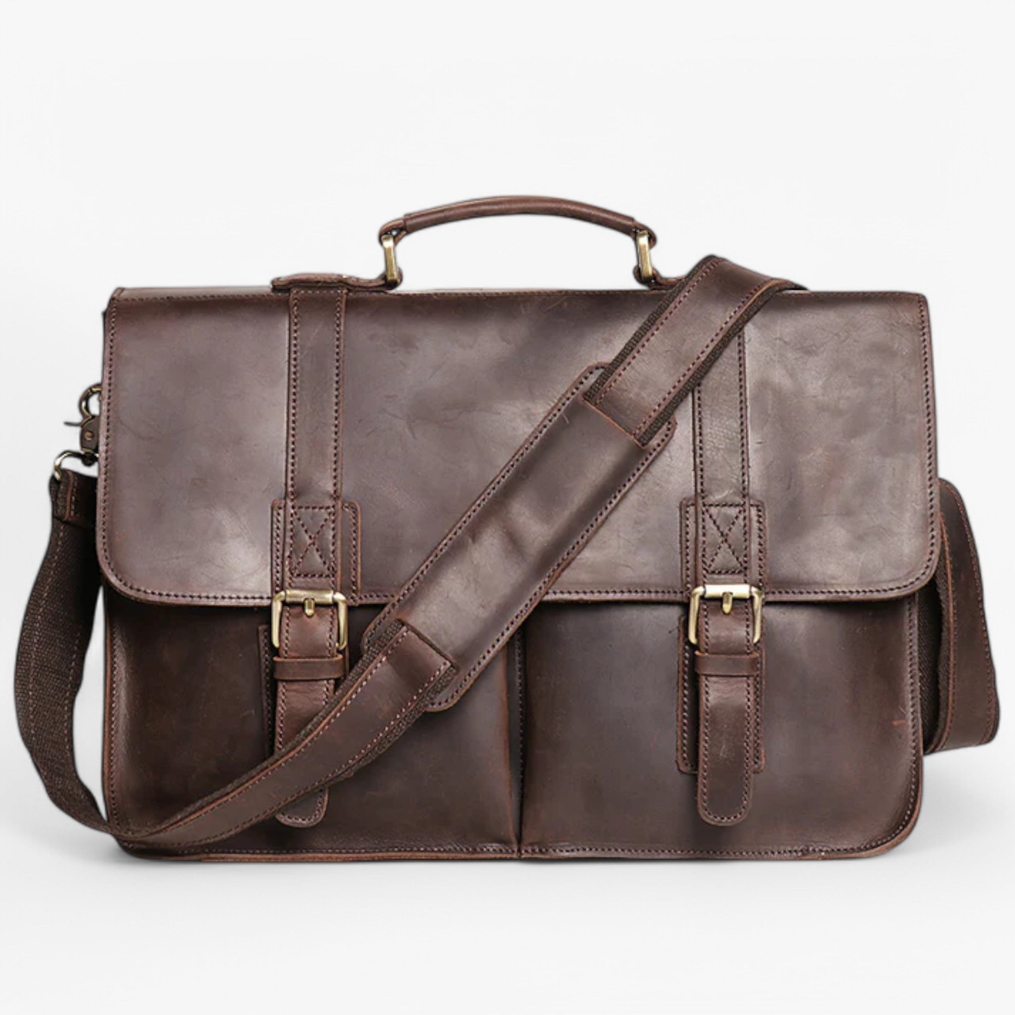 Matteo | Elegante Borsa Ventiquattrore in Pelle - Colore caffè scuro - - Concept Palermo