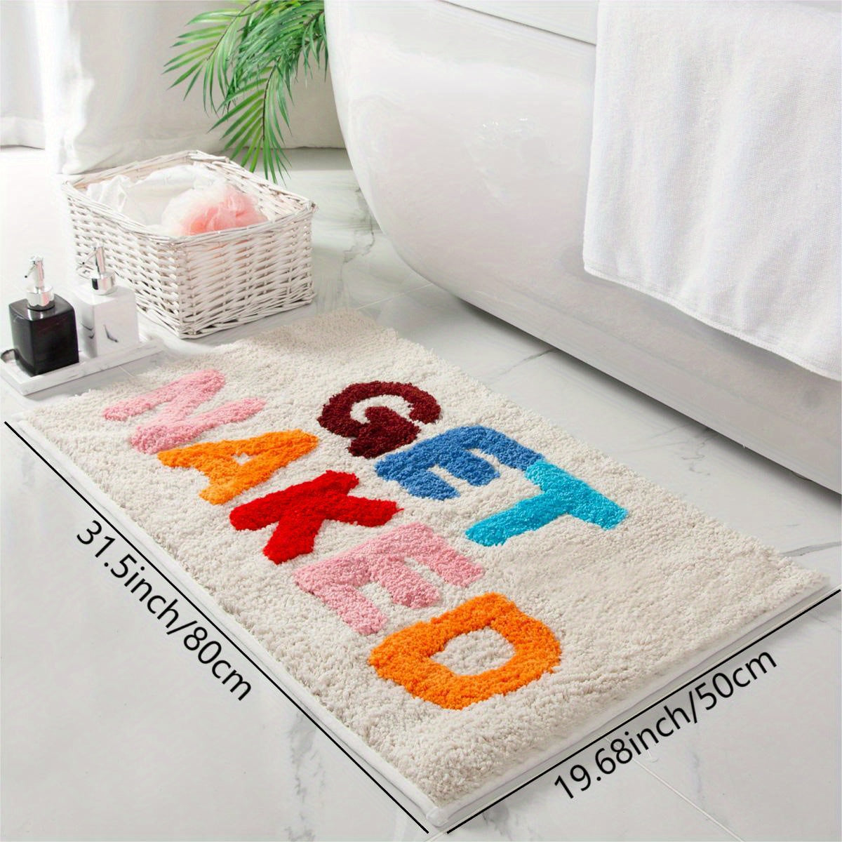 Mila | Tappetino da bagno antiscivolo colorato - Sfondo Beige - Lettere Colorate 50cm*80cm - aitest badkamer - Concept Palermo