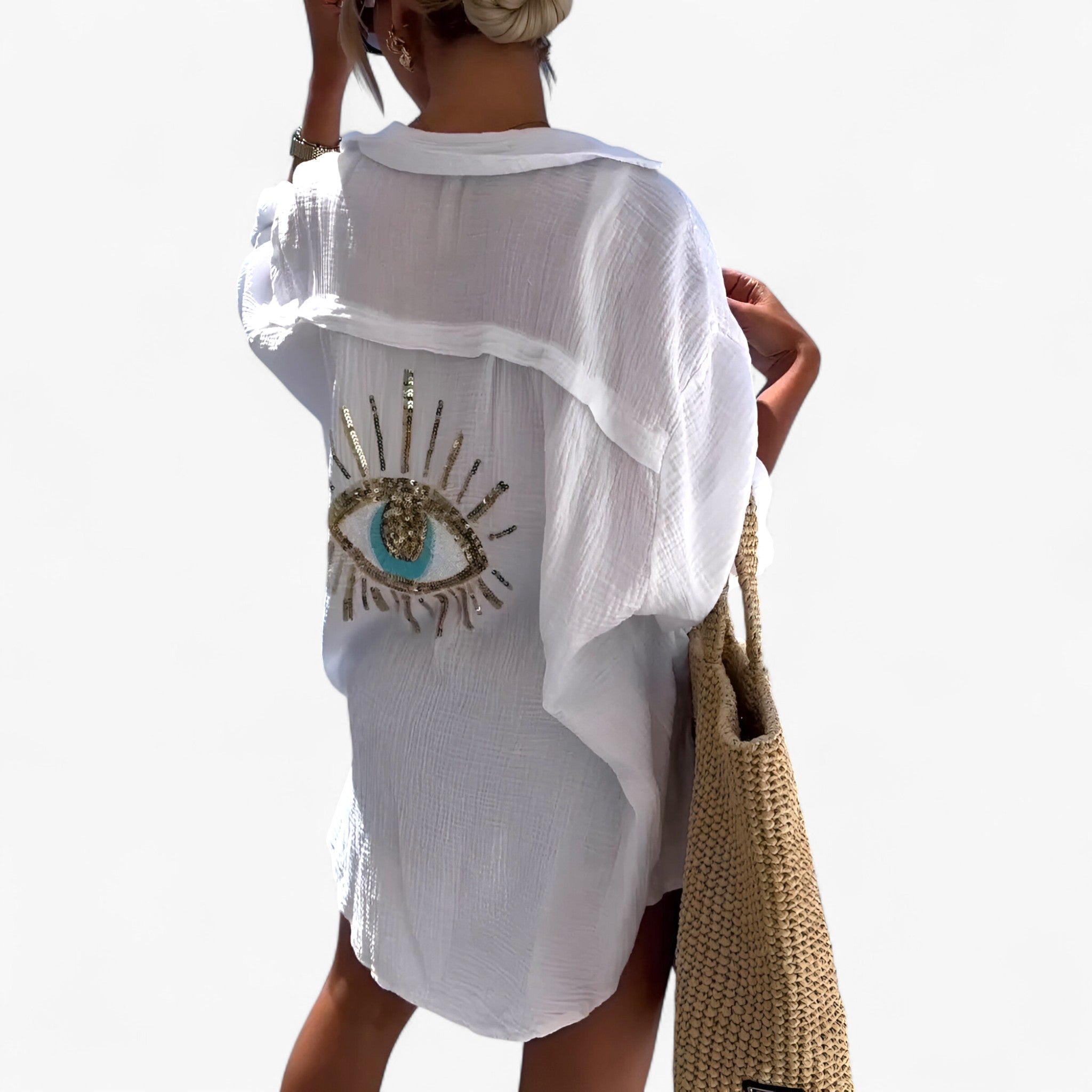 Freja | Copricostume con paillettes – Chic e fresco - Bianco - - Concept Palermo