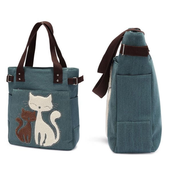 Borsa in tela Cat ricamata - - Bags - Concept Palermo