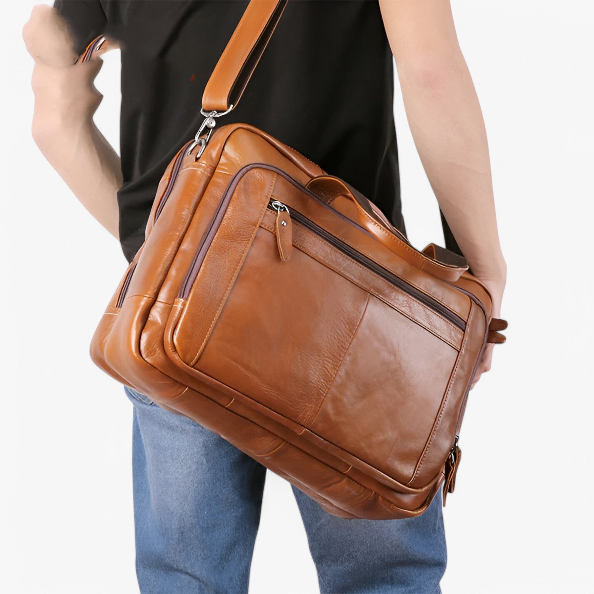 Theo | Borsa per Laptop in Pelle con Tracolla - - - Concept Palermo