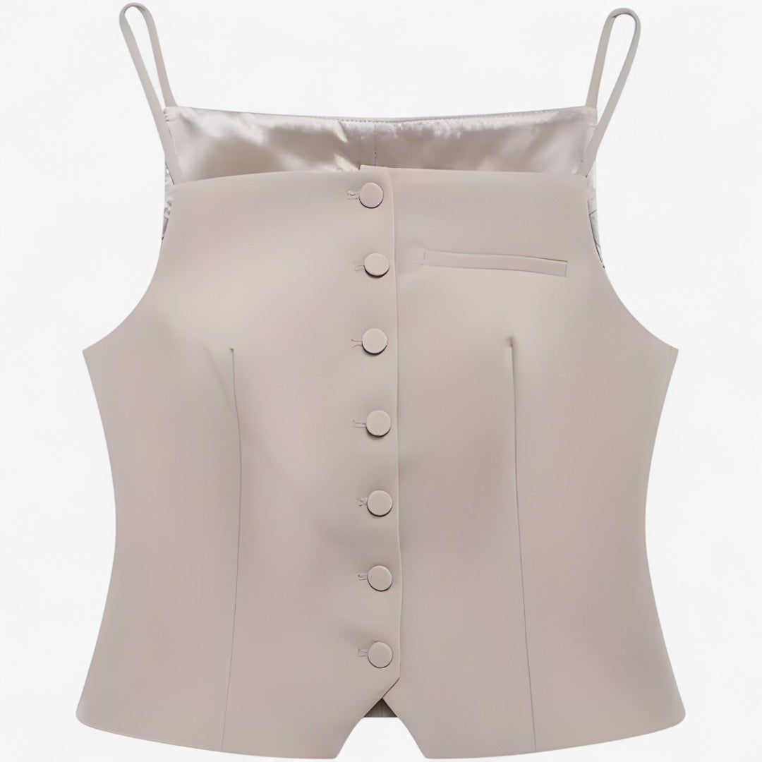 Noemi | Top Corscon con spalline sottili in stile minimal - Beige - clothing/tops/crop-tops - Concept Palermo