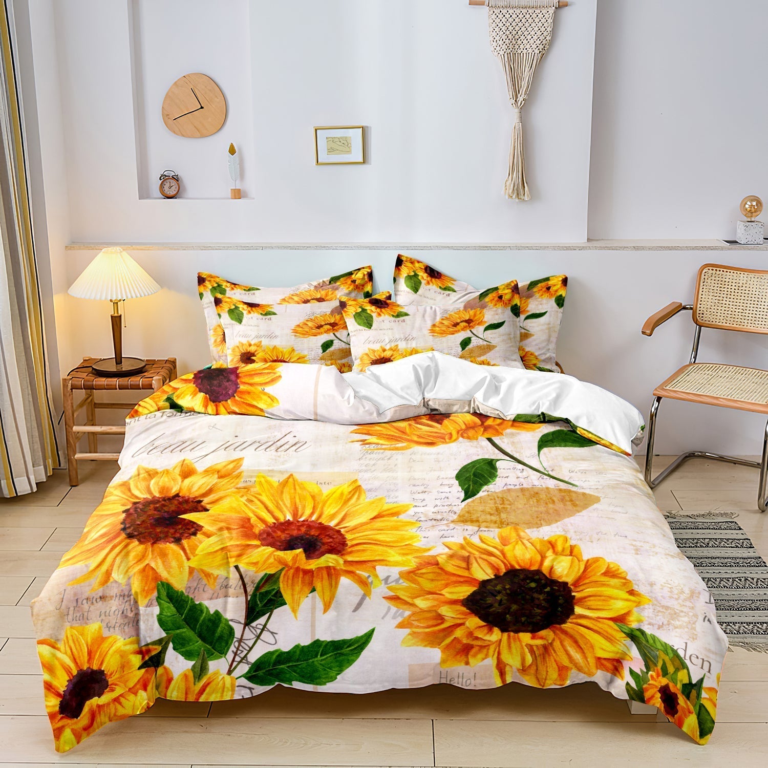 Lussuosi strati - Set di biancheria da letto con copripiumino a fiori di girasole | Gogh | Francia | Beau Jardin - - bed sheets Bedding - Concept Palermo