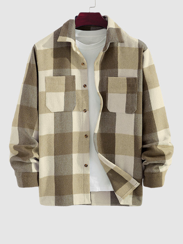 Lukas® | Camicia casual a quadri da uomo - Marrone - longsleeves male men's polo men's top - Concept Palermo