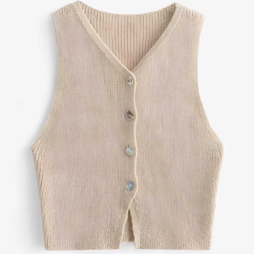 Mirriam | Gilet in maglia beige - Beige - vests - Concept Palermo