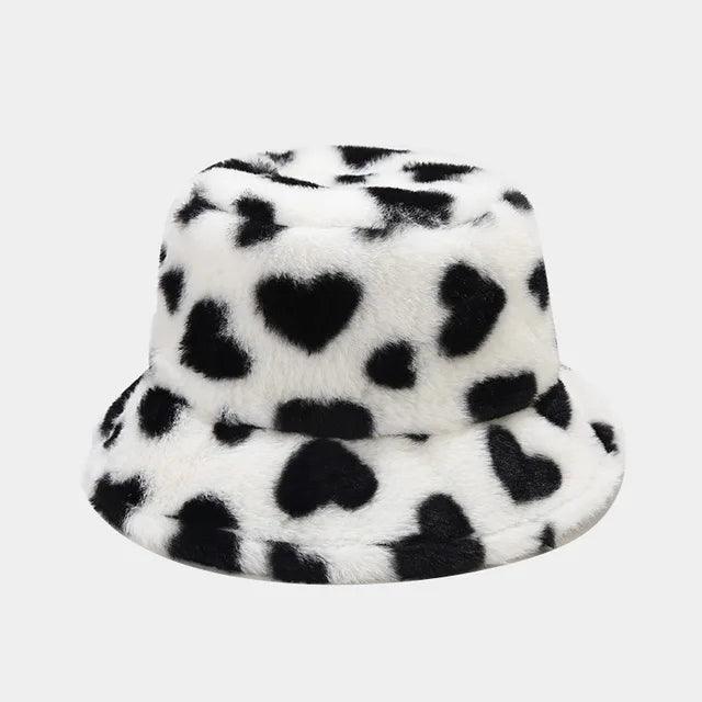 BEATRIX - Dames winter hart print imitatie bont vissershoed - - - Concept Palermo
