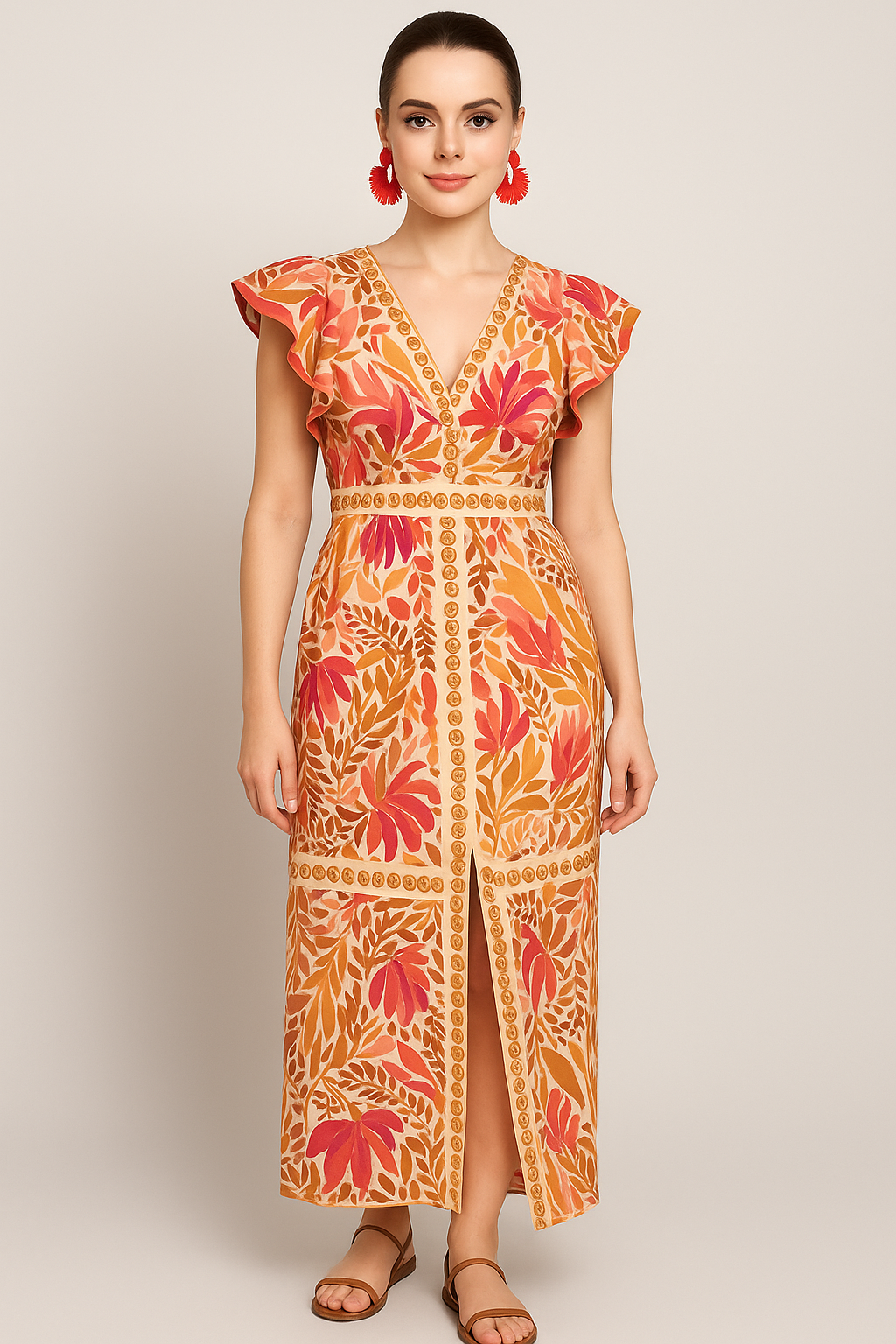 Ava | Maxi abito floreale con maniche a volant - - +5 DRESS Dresses female dress GOOD Maxi Dresses OLD Summer/Dresses - Concept Palermo