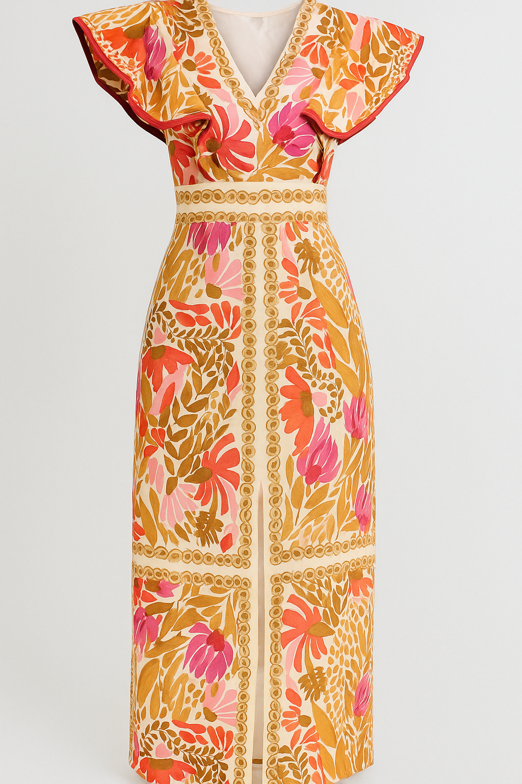 Ava | Maxi abito floreale con maniche a volant - Rosso - +5 DRESS Dresses female dress GOOD Maxi Dresses OLD Summer/Dresses - Concept Palermo