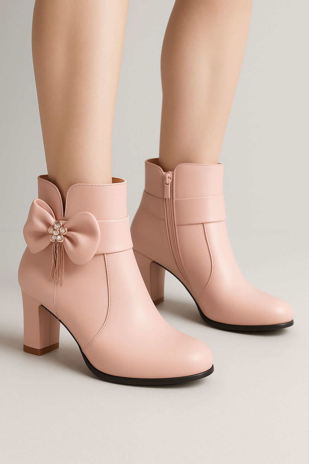 Sofia | Stivaletti alla caviglia con fiocco e dettagli in cristallo - - BOOTS Boots & Shoes Leather Boots - Concept Palermo