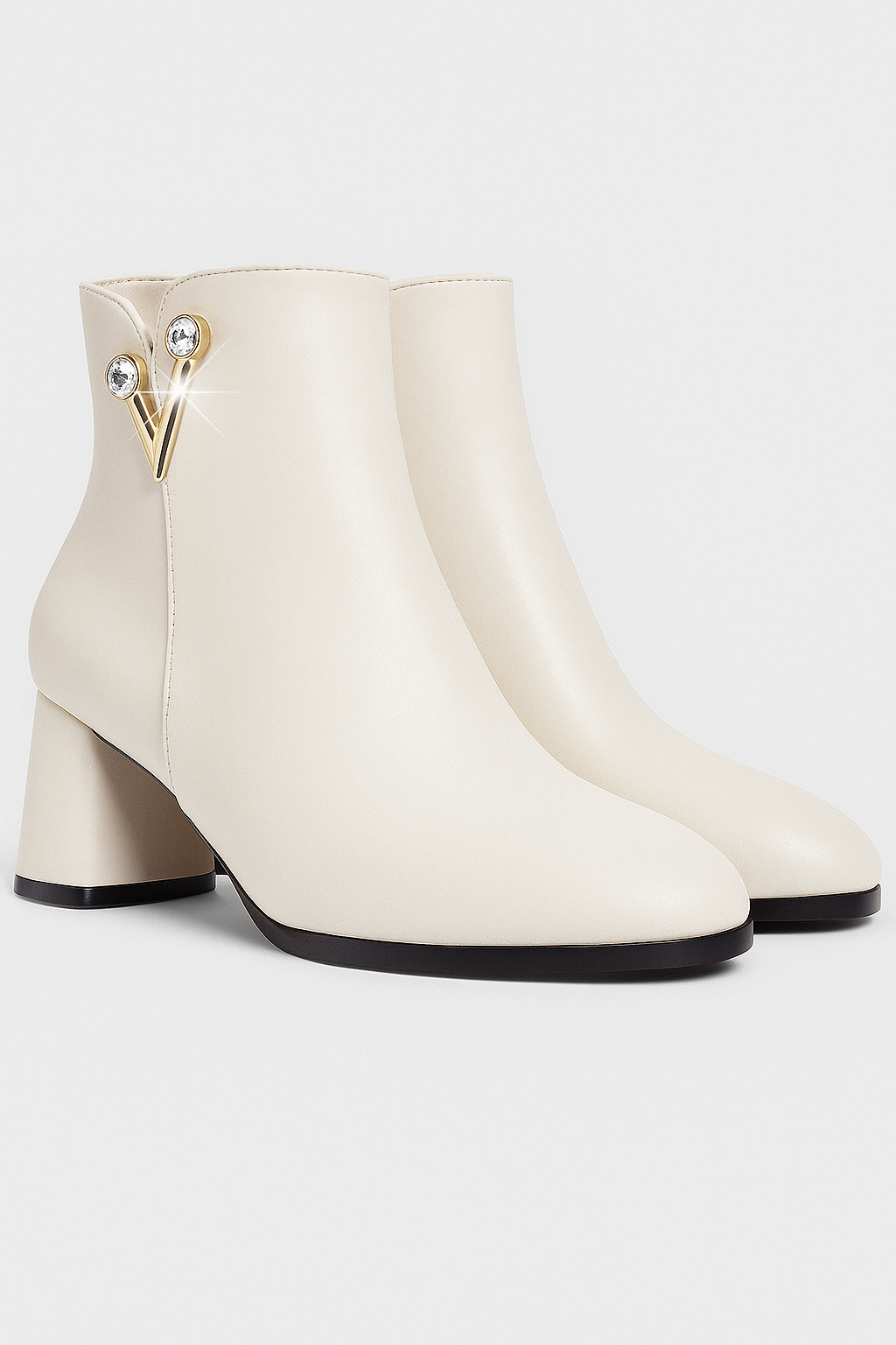 Victoria | Stivaletti alla caviglia con dettagli in cristallo e zip laterale - Bianca - BOOTS Boots & Shoes - Concept Palermo