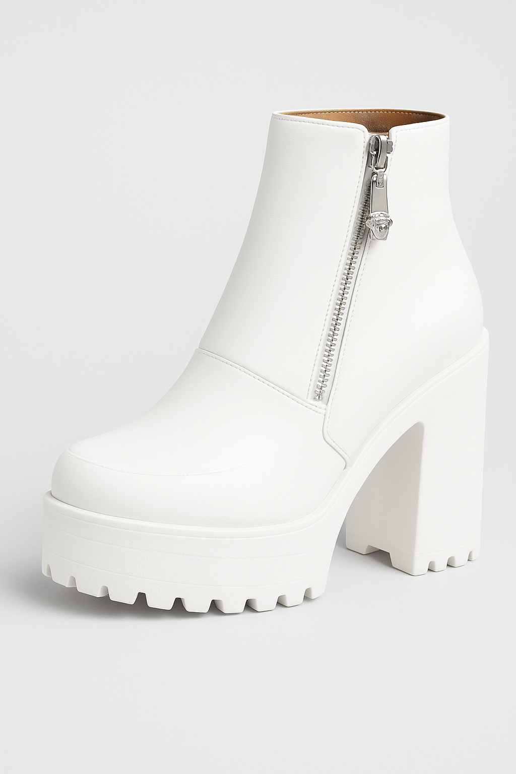Ivy | Stivaletti platform con suola carrarmato e zip frontale - Bianco - BOOTS Boots & Shoes - Concept Palermo