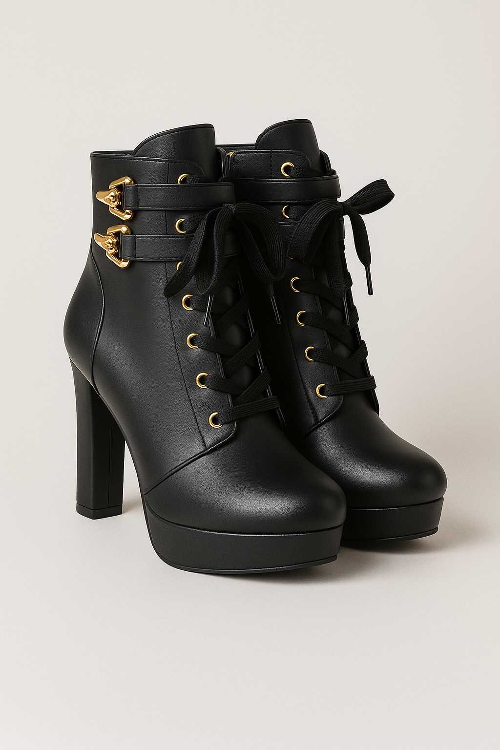 Grazia | Stivaletti alla Caviglia con Tacco Alto e Dettagli in Metallo - Nero - BOOTS Boots & Shoes - Concept Palermo