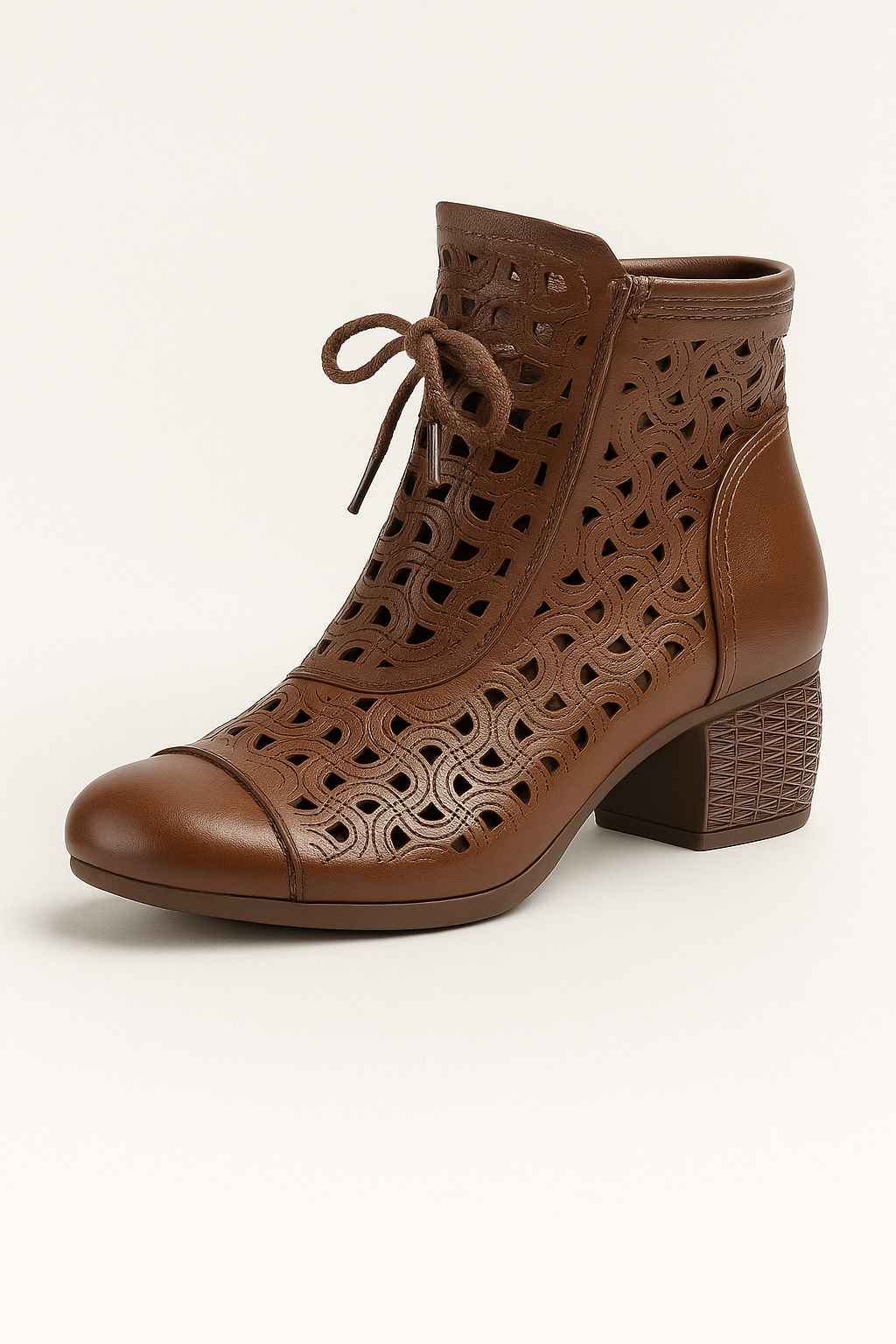 Ella | Stivaletti Estivi con Lacci e Design Traforato - Marrone - BOOTS Boots & Shoes shoes shoes for women shoes woman Shoes women - Concept Palermo
