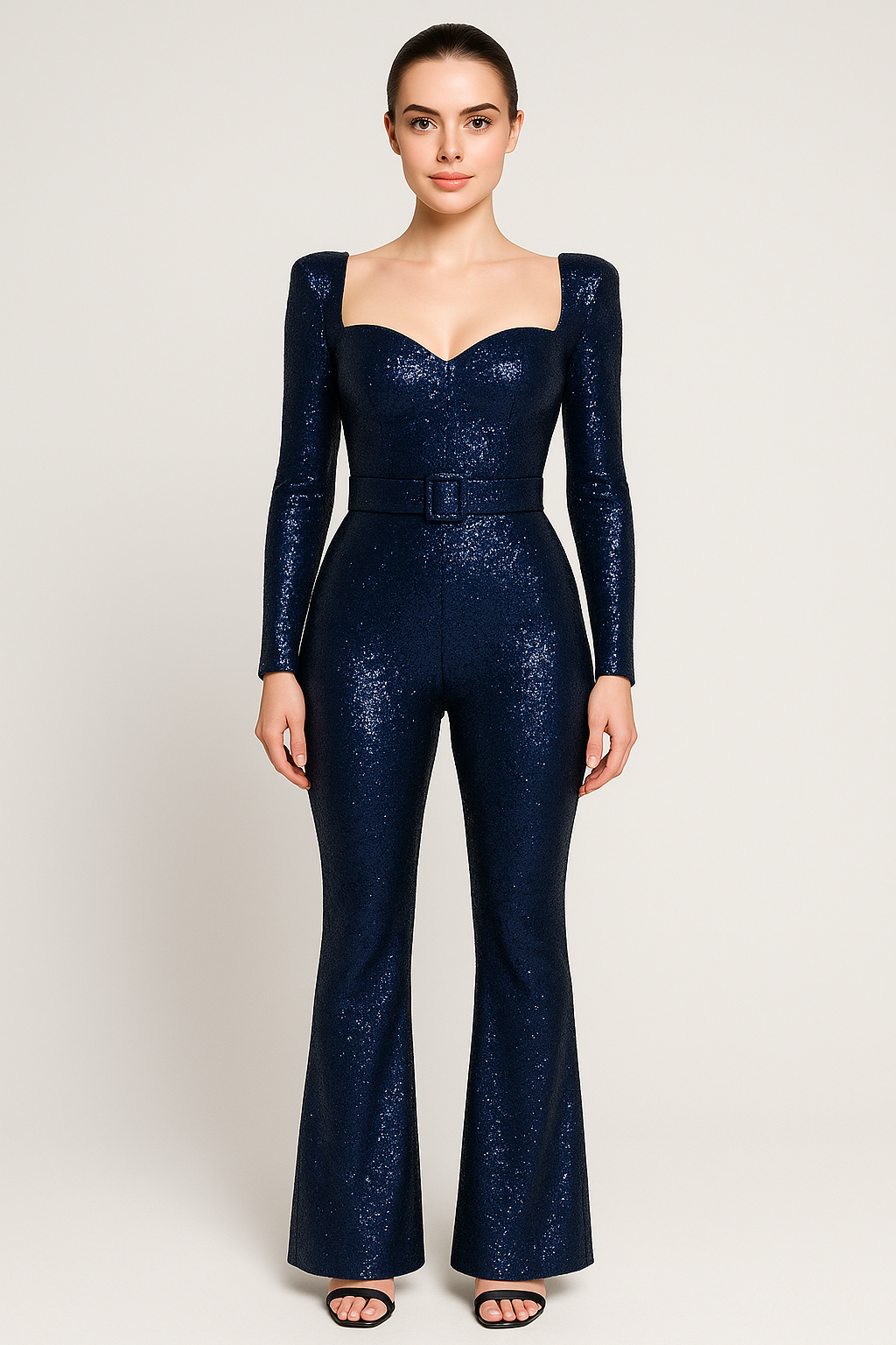 Gloria | Tuta Luminosa con Paillettes e Maniche Lunghe - - 12/28/2024 jumpsuit Summer/Jumpsuit - Concept Palermo