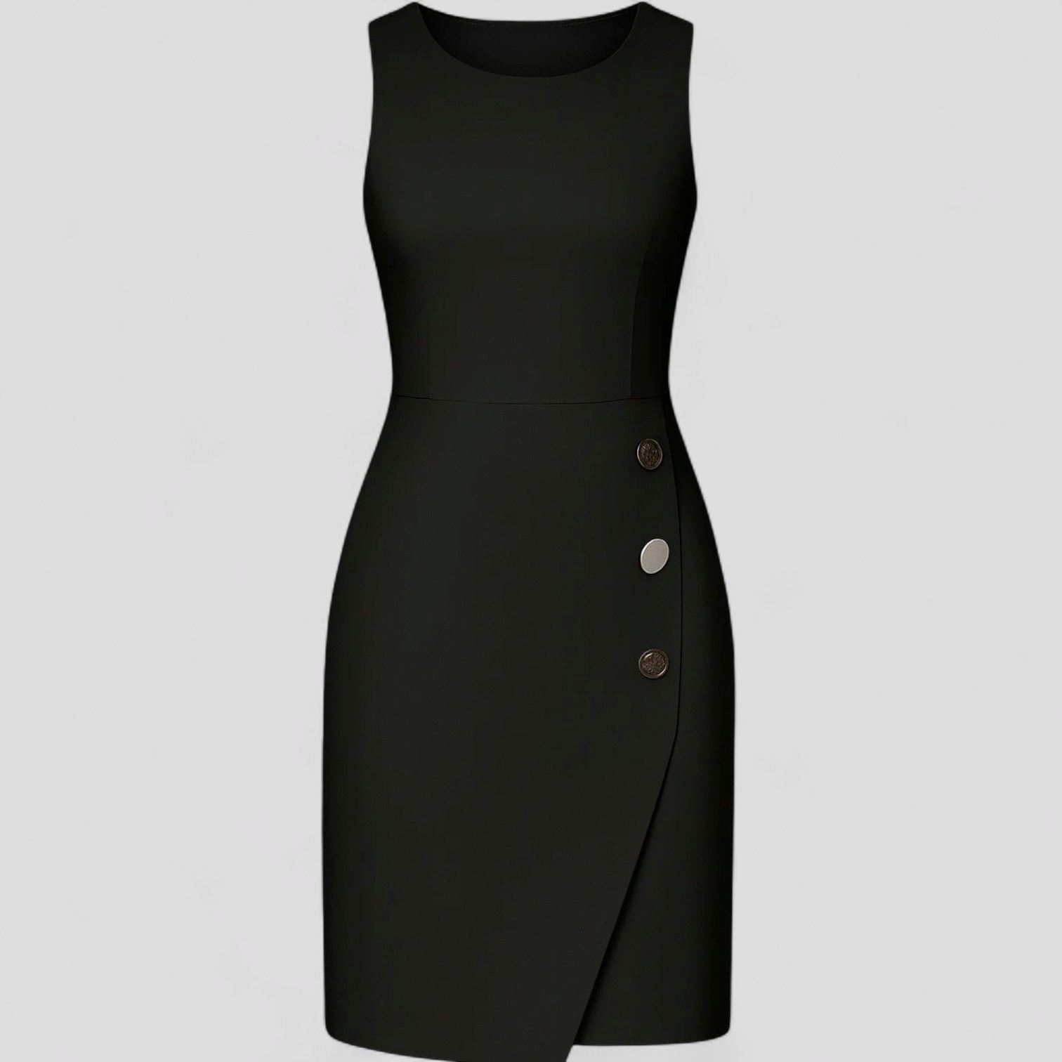 Teresa | Abito Elegante Senza Maniche con Bottoni Decorativi Asimmetrici - Nero - +5 GOOD OLD Summer/Dresses - Concept Palermo