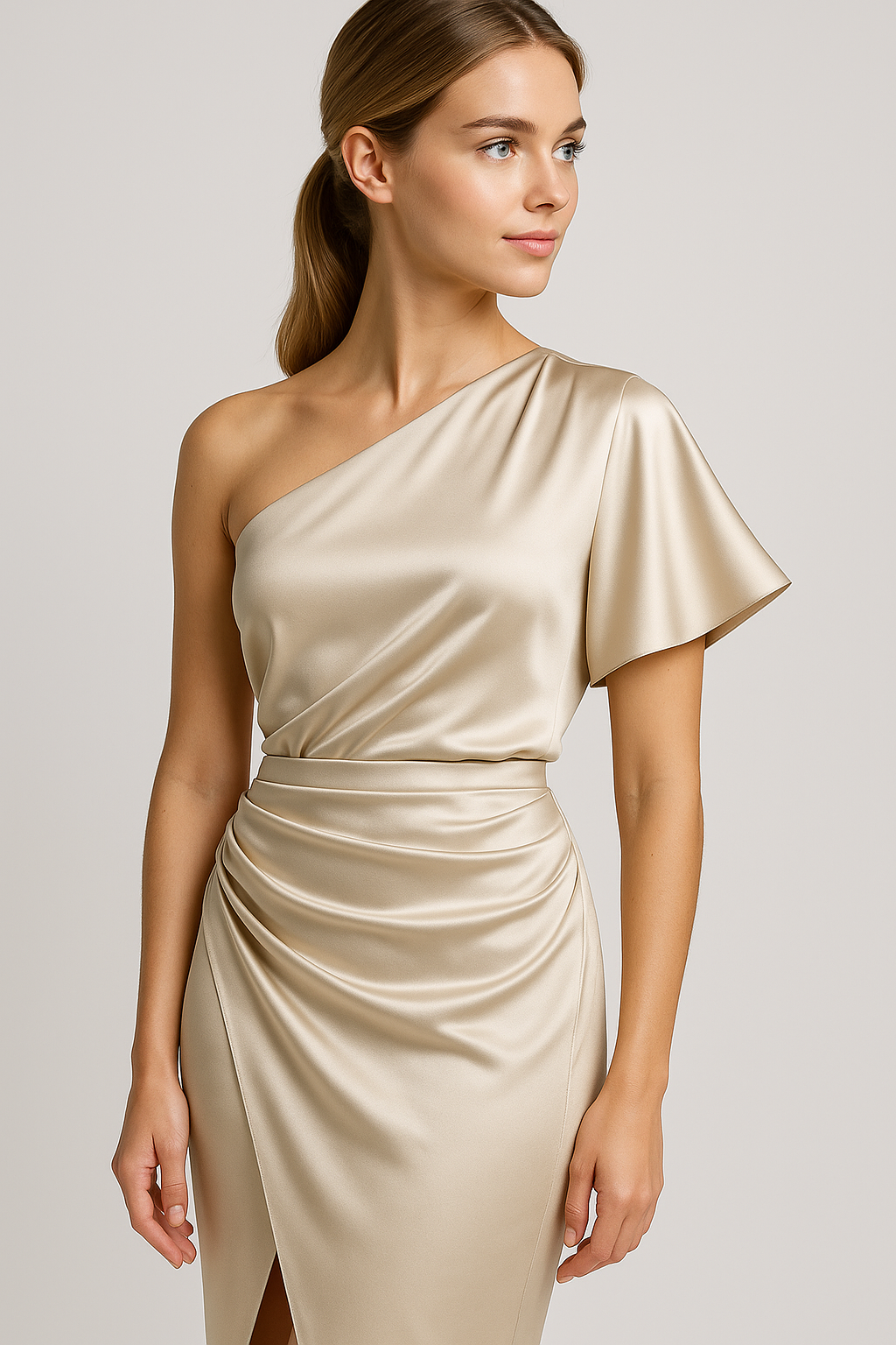 Eveline | Abito Monospalla in Raso con Spacco Elegante - - +5 elegant dresses elegant_dresses-ai GOOD OLD Summer/Dresses trendy dress women's dress - Concept Palermo
