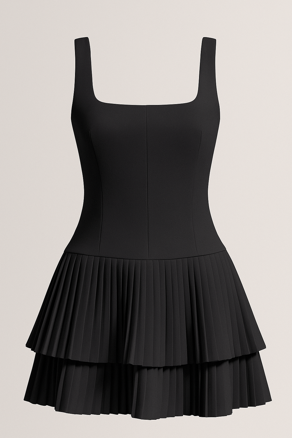 Giulia – Abito Corto con Gonna Plissé a Balze - Nero - beyond impact black blue cathryn-d clothing coll:dresses coll:work_chic coll:workleisure daily dresses elegant flashsale2023 hm selected in_six_month inner sample invisible zipper joey select2 leisure memorial day sale no not_low_sales photo_model pink pleated red regular regular fit short sleeveless slight stretch spring square neck summer white women work woven fabric yellow - Concept Palermo