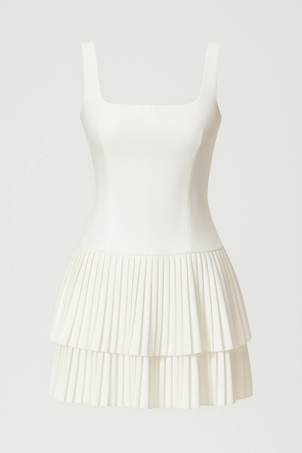 Giulia – Abito Corto con Gonna Plissé a Balze - Bianco - beyond impact black blue cathryn-d clothing coll:dresses coll:work_chic coll:workleisure daily dresses elegant flashsale2023 hm selected in_six_month inner sample invisible zipper joey select2 leisure memorial day sale no not_low_sales photo_model pink pleated red regular regular fit short sleeveless slight stretch spring square neck summer white women work woven fabric yellow - Concept Palermo