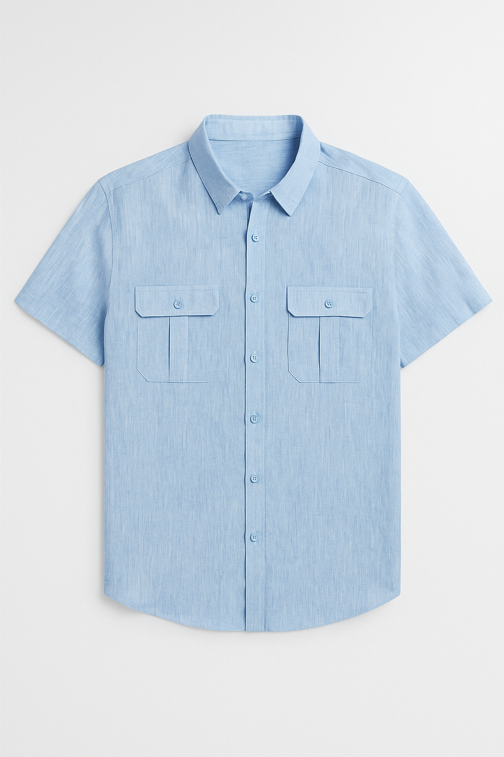 Vico | Camicia estiva da uomo in lino con maniche corte e tasche anteriori - Blu - men's polo shirt shirts & polos Shirts und Polos - Concept Palermo