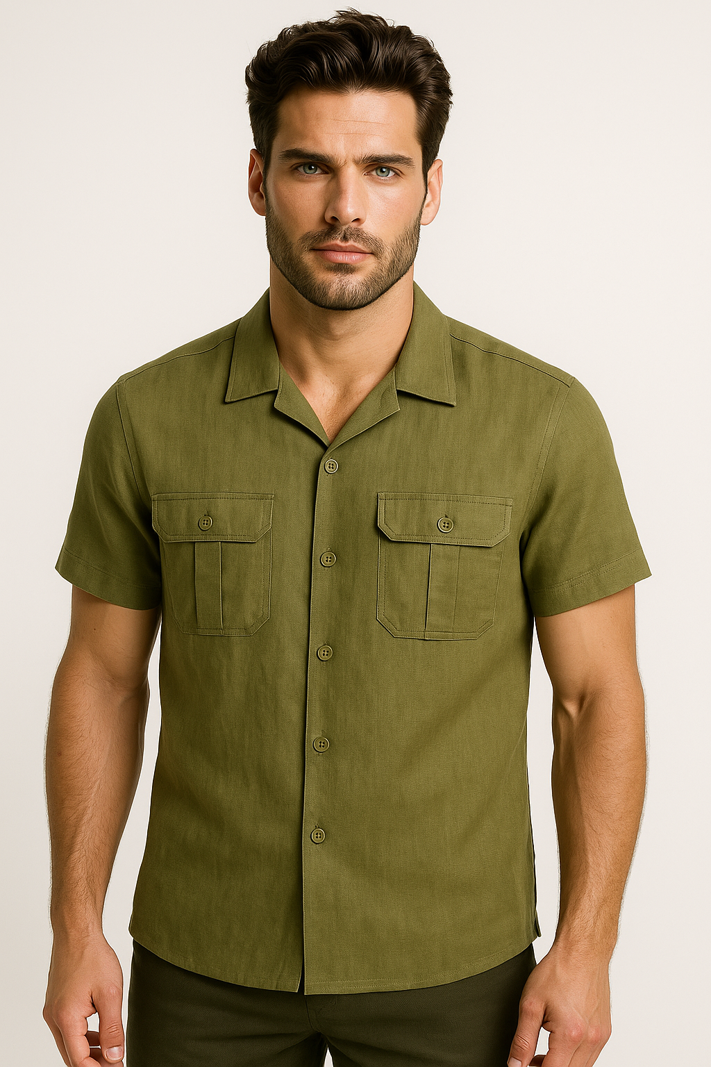 Vico | Camicia estiva da uomo in lino con maniche corte e tasche anteriori - - men's polo shirt shirts & polos Shirts und Polos - Concept Palermo
