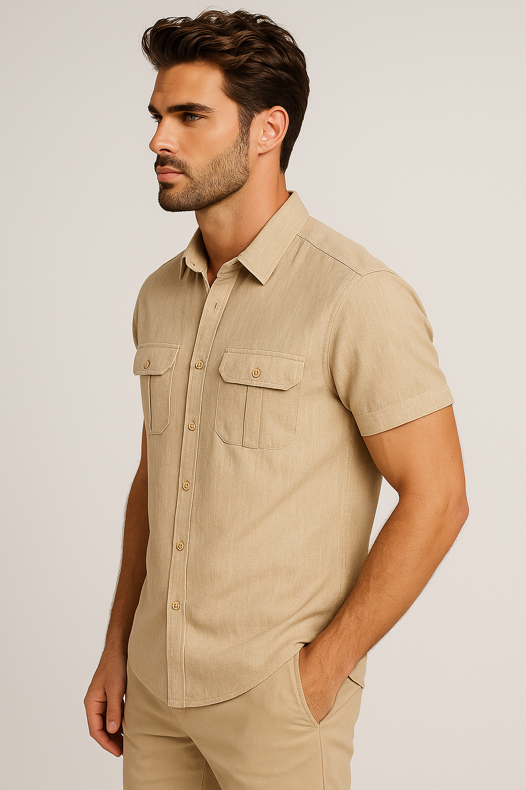 Vico | Camicia estiva da uomo in lino con maniche corte e tasche anteriori - - men's polo shirt shirts & polos Shirts und Polos - Concept Palermo