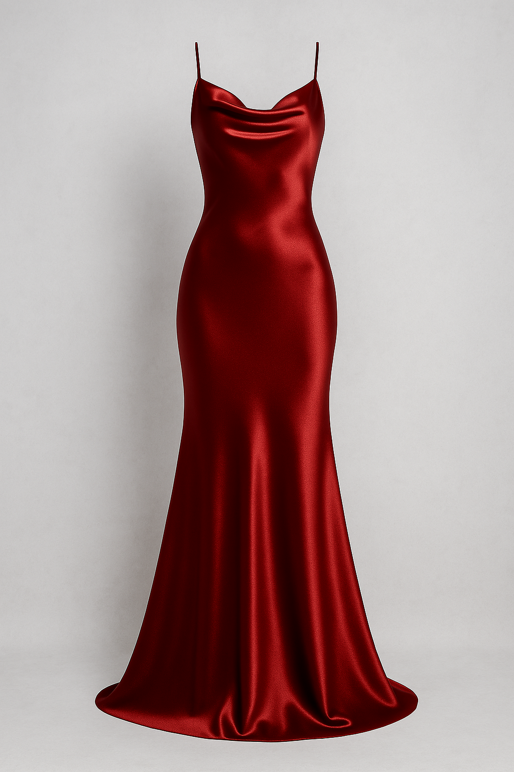 Mia | Abito lungo in raso con scollo a cascata e spalline a spaghetto - Borgogna - casual Dresses Women - Concept Palermo