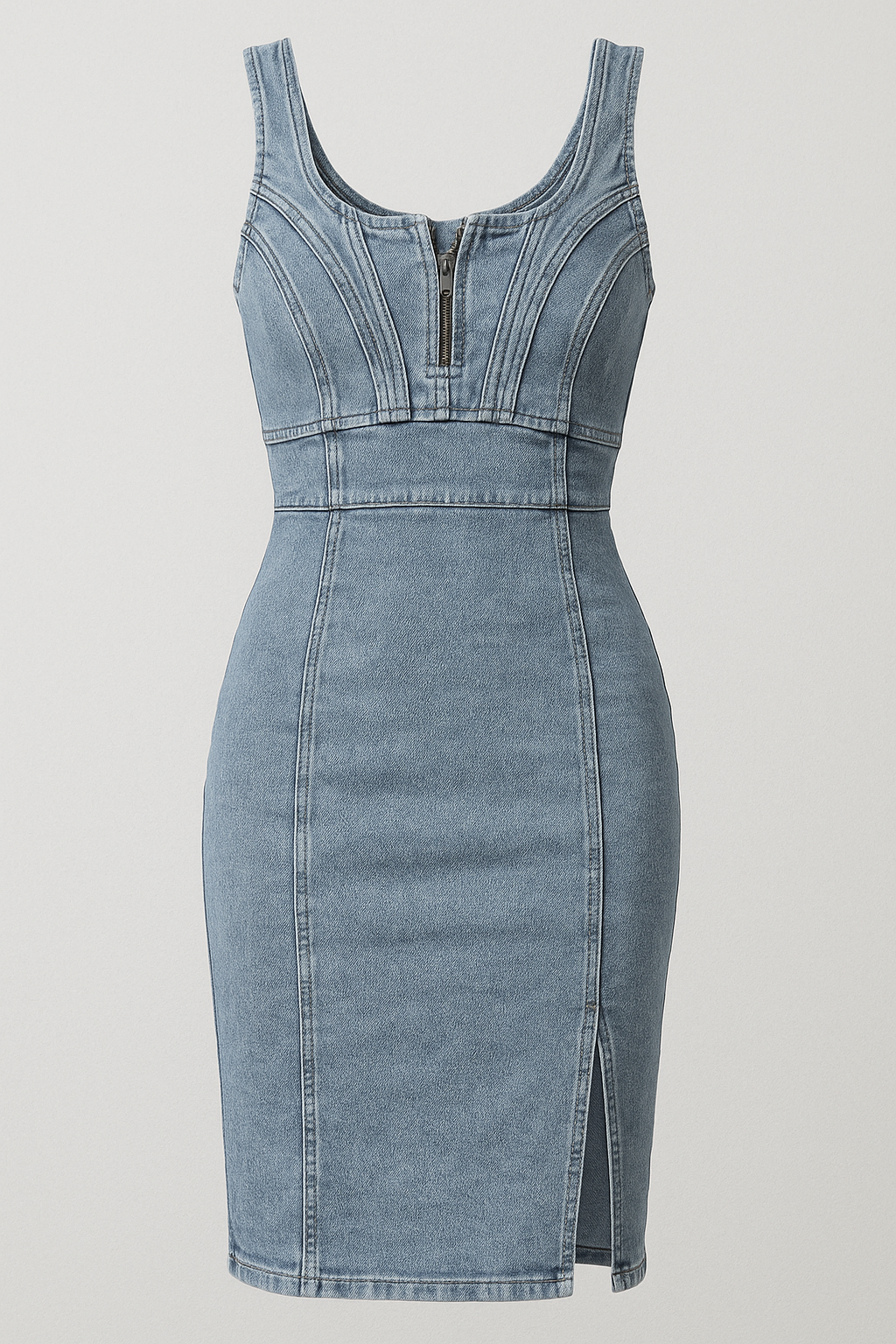Lennox | Figi su Denim Midi Dress con Spacco e Vintage-Perception - Blu - casual Dresses & Jumpsuits Midi Dresses New Arrivals Spring/Summer Women - Concept Palermo