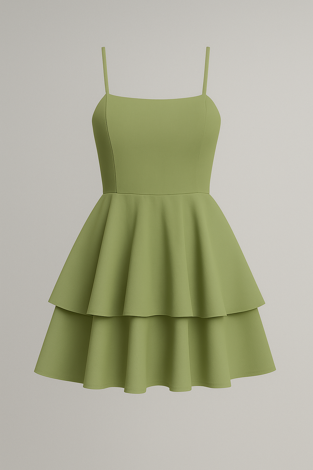 Sienna | Abito estivo corto con spalline a spaghetti e volant - Verde chiaro - Frauen Kleider Summer women - Concept Palermo