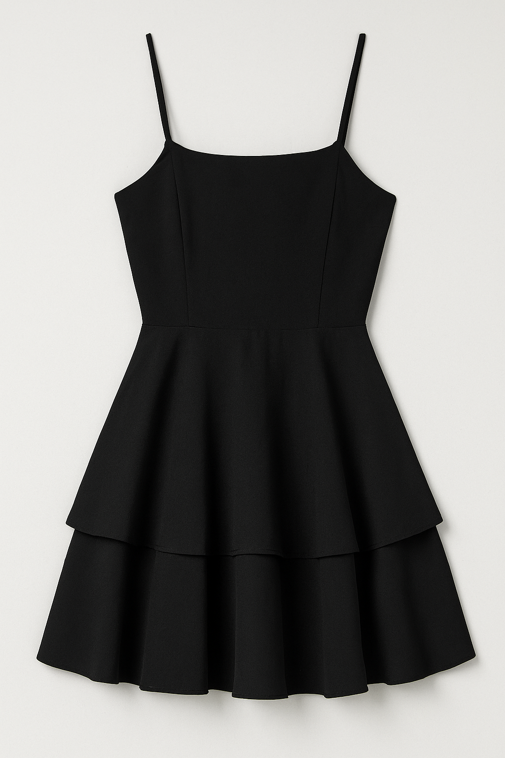 Sienna | Abito estivo corto con spalline a spaghetti e volant - Nero - Frauen Kleider Summer women - Concept Palermo
