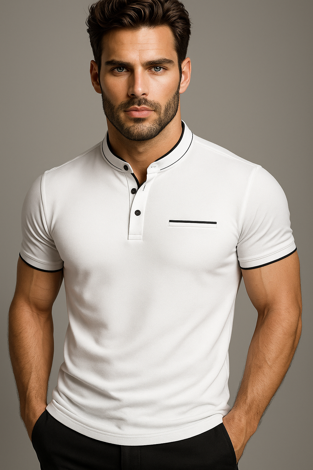 Logan | Polo da Uomo Slim Fit con Colletto alla Coreana - - men's polo men's polo shirt shirts & polos Shirts und Polos - Concept Palermo